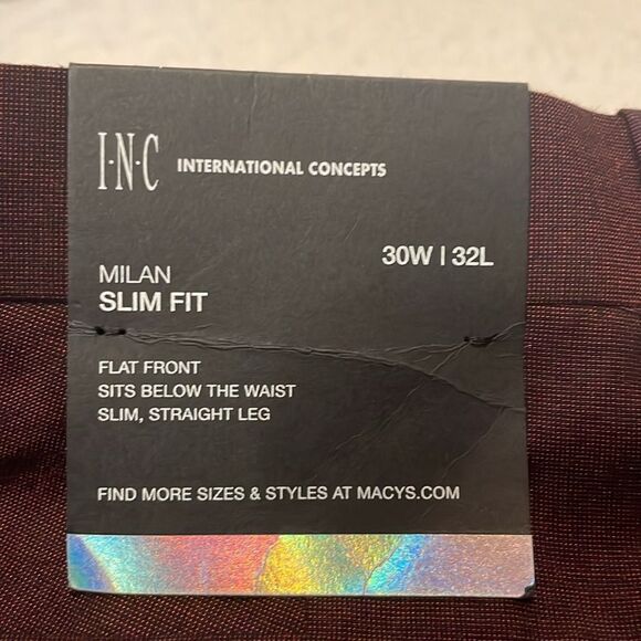 INC International Concepts- NWT “Milan” Slim Fit Straight Leg Pants 30W 32L - Picture 4 of 10